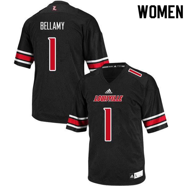 Women Louisville Cardinals #1 Joshua Bellamy College Football Jerseys Sale-Black